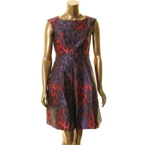 Anne Klein Red and Purple Animal Print Dress